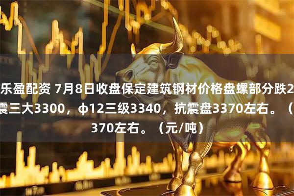 乐盈配资 7月8日收盘保定建筑钢材价格盘螺部分跌20，抗震三大3300，φ12三级3340，抗震盘3370左右。（元/吨）