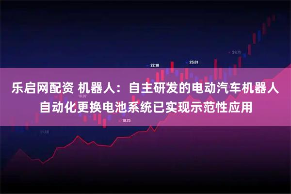 乐启网配资 机器人：自主研发的电动汽车机器人自动化更换电池系统已实现示范性应用